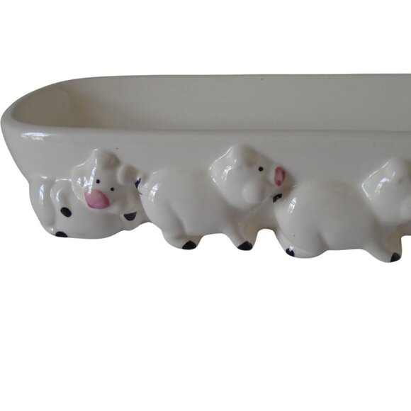 Vintage 1983 Ron Gordon Ceramic Mother Pig and Piglets Cookie Dish Cracker Dish - Picture 3 of 10
